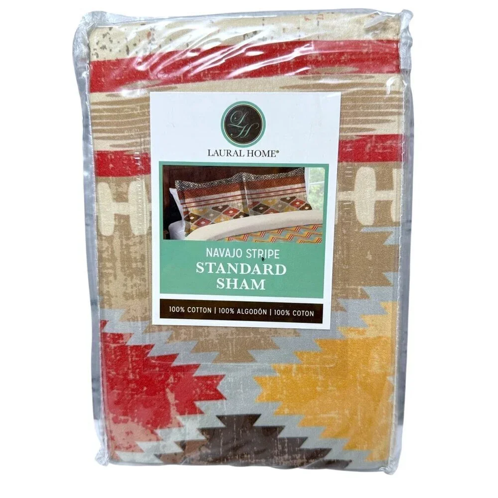 Laural Home Navajo Stripe Standard Sham One Pillowcase 100% Cotton NWT